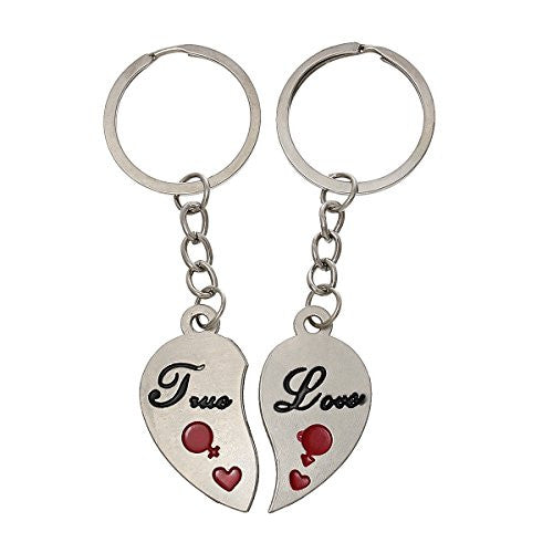 2 Piece True Love Silver Tone Love You Set Key Chain for Couples