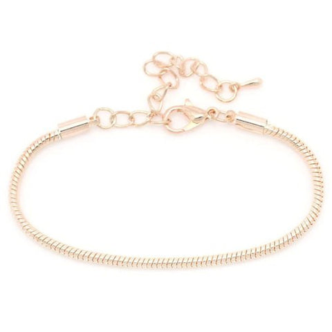 5.75 " with 2" Extension Rose Gold Tone Snake Chain Bracelet with Lobster Clasp - Sexy Sparkles Fashion Jewelry - 3