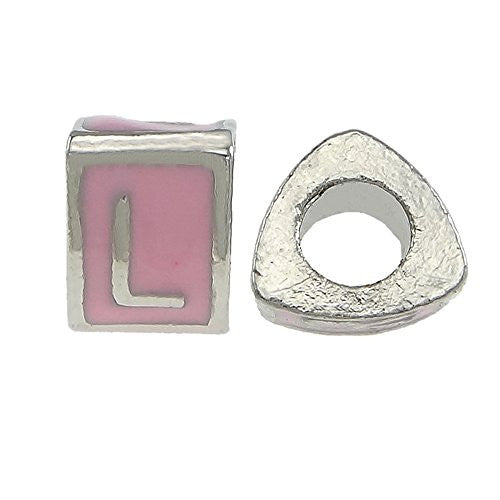 "L" Letter Triangle Charm Beads Pink Spacer for Snake Chain Charm Bracelet - Sexy Sparkles Fashion Jewelry