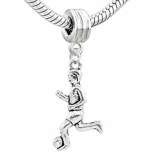 Football Player Kicking the Ball Charm Dangle European Bead Compatible for Most European Snake Chain Bracelet - Sexy Sparkles Fashion Jewelry