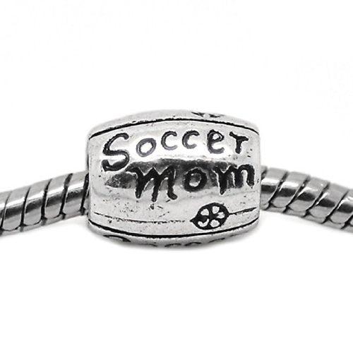 Design Soccer Mom European Bead Compatible for Most European Snake Chain Charm Bracelet