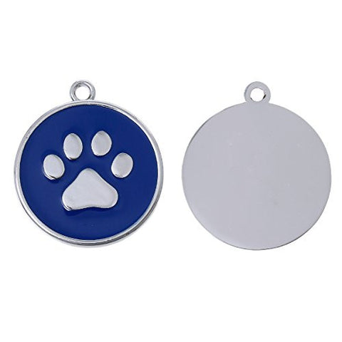 Dark Blue Dog Paw Print Charm Pendant for Necklace - Sexy Sparkles Fashion Jewelry - 3