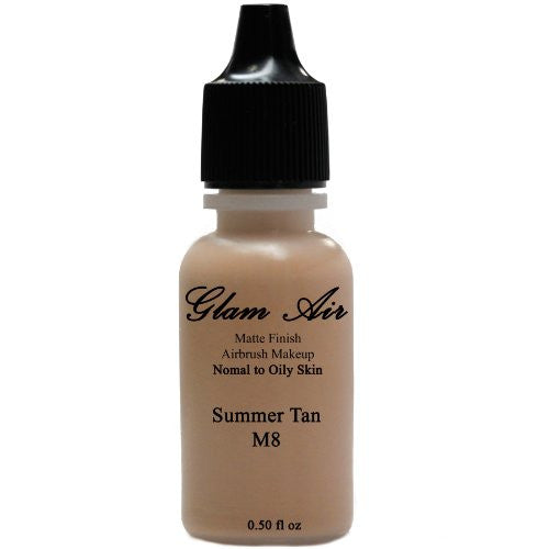 Large Bottle Airbrush Makeup Foundation Matte Finish M8 Summer Tan Water-based Makeup Lasting All Day 0.50 Oz Bottle By Glam Air