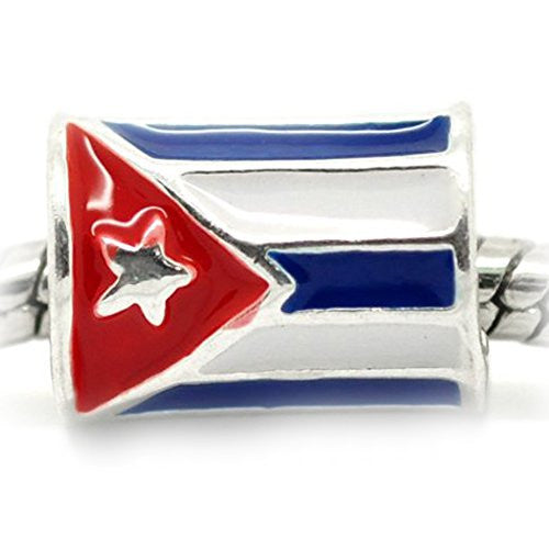 "Show Your Cuban Pride with the "Cuba Flag" Bead Charm for European Snake Chain Charm Bracelet"