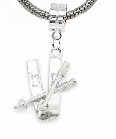 Snow Skis and Poles European Bead Compatible for Most European Snake Chain Bracelet - Sexy Sparkles Fashion Jewelry - 2