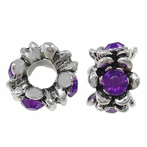 February Birthstone Purple Flower  Crystal European Bead Compatible for Most European Snake Chain Charm Bracelet - Sexy Sparkles Fashion Jewelry