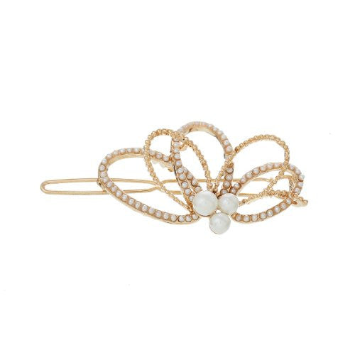 Hair Pin Clips Rose Gold Tone with Imitaiton Pearls Choose Your Design From Menu (Flower 6.3cm X 3.2cm)