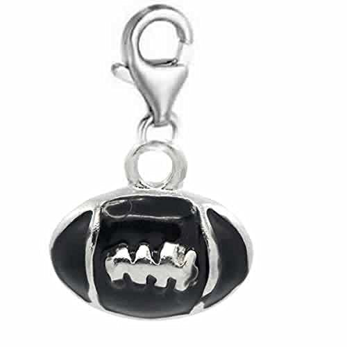 Clip on Rugby Football Charm Dangle Pendant for European Clip on Charm Jewelry with Lobster Clasp