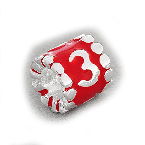Your Lucky Numbers 3 Red Enamel Number Charm Beads Spacer For Snake Chain Bracelet - Sexy Sparkles Fashion Jewelry