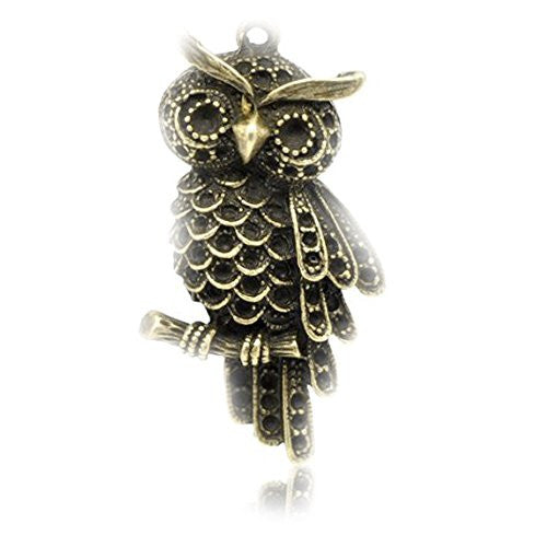 Antique Bronze plated base Owl Charm Pendant for Necklace - Sexy Sparkles Fashion Jewelry - 1