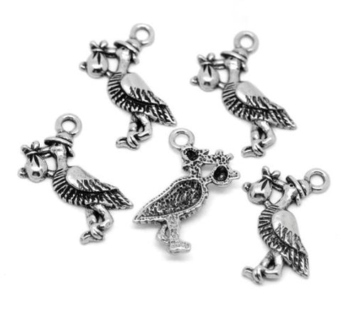 Stork Carrying Baby Charm Pendant for Necklace - Sexy Sparkles Fashion Jewelry - 2