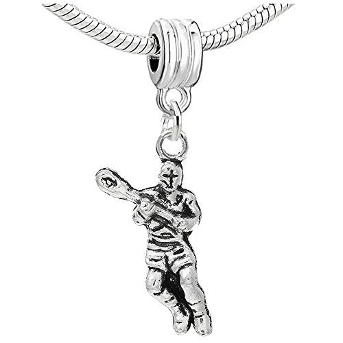 Baseball Player Charm Dangle Bead Compatible with European Snake Chain Bracelet