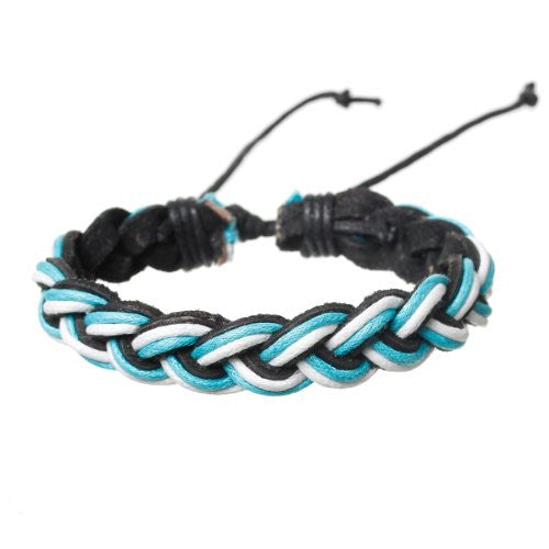 White Black blue Cowhide Rope Braided Bracelet