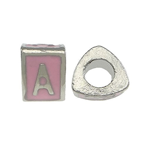 "A" LetterTriangle Charm Beads Pink Spacer for Snake Chain Charm Bracelet