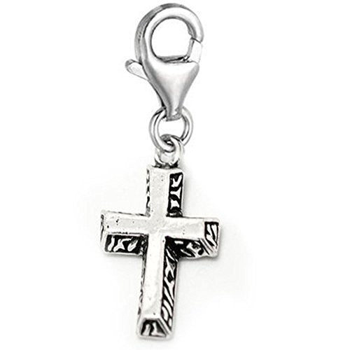 Clip-on Cross Charm Pendant for European Clip on Charm Jewelry w/ Lobster Clasp