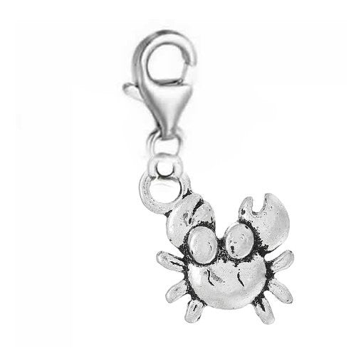 Clip on Crab Charm Pendant Dangle Charm Pendant for European Clip on Charm Jewelry w/ Lobster Clasp - Sexy Sparkles Fashion Jewelry