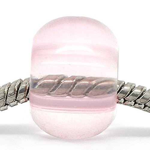 10 Clear Pink Glass Murano Charm European Bead Compatible for Most European Snake Chain Bracelet