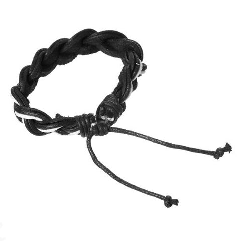 White & Black Cowhide Rope Braided Bracelet - Sexy Sparkles Fashion Jewelry - 2