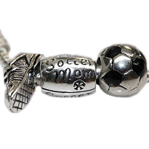Soccer Mom, Soccer Ball and Running Shoe Bead European Bead Compatible for Most European Snake Chain Charm Bracelet