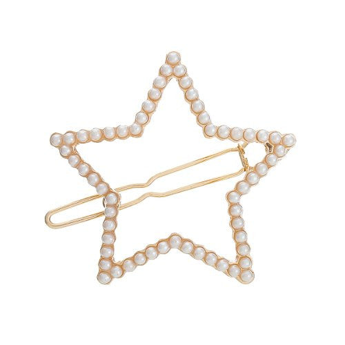 Hair Pin Clips Rose Gold Tone with Imitaiton Pearls Choose Your Design From Menu (Star 4.4cm X 4cm)