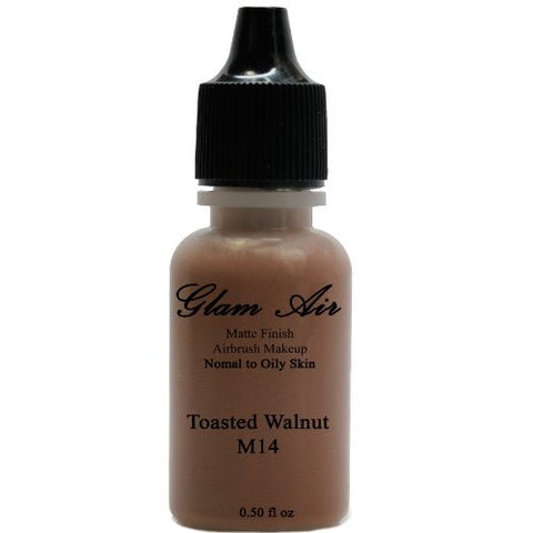 Large Bottle Airbrush Makeup Foundation Matte Finish M14 Toasted Walnut Water-based Makeup Lasting All Day 0.50 Oz Bottle By Glam Air - Sexy Sparkles Fashion Jewelry - 1