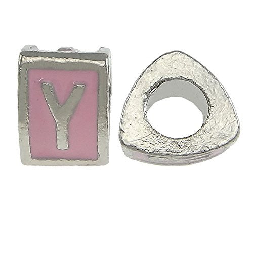 "Y" LetterTriangle  Charm Beads Pink Spacer for Snake Chain Charm Bracelet - Sexy Sparkles Fashion Jewelry