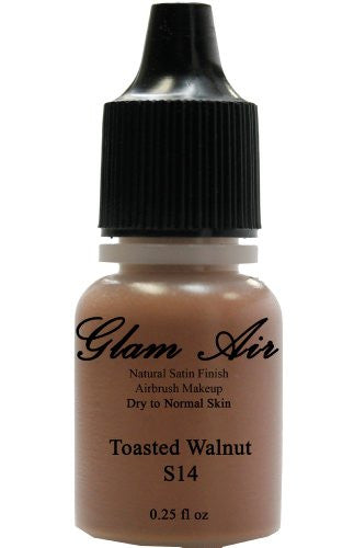 Airbrush Makeup Foundation Satin S14 Toasted Walnut Water-based Makeup Lasting All Day 0.25 Oz Bottle - Sexy Sparkles Fashion Jewelry - 1
