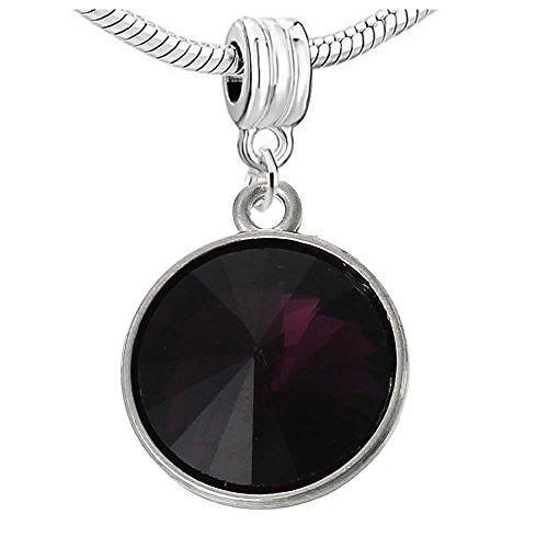 Copper Charm Pendants February Birthstone Round Bright Sparkly Silver Cubic Zirconia Faceted - Sexy Sparkles Fashion Jewelry
