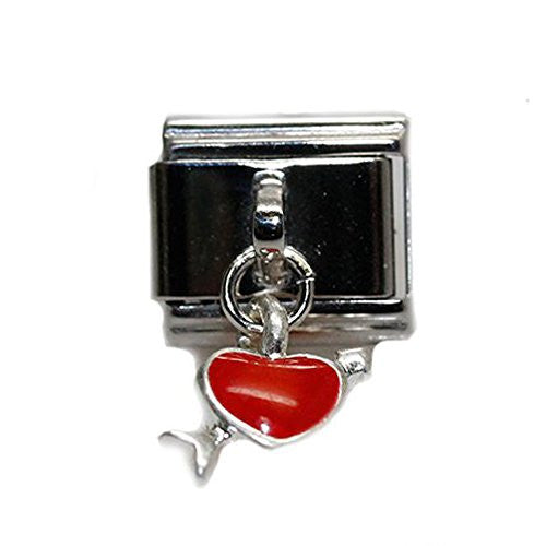 Dangle Heart with Arrow Italian Charm Bracelet Link - Sexy Sparkles Fashion Jewelry - 1
