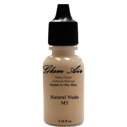 Large Bottle Airbrush Makeup Foundation Matte Finish M3 Natural Nude Water-based Makeup Lasting All Day 0.50 Oz Bottle By Glam Air