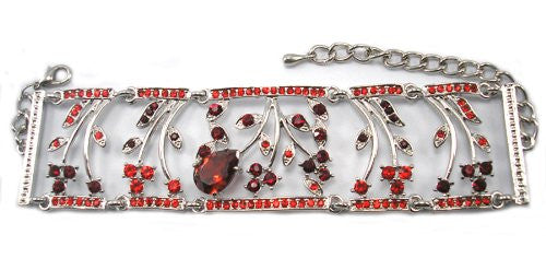 Red Teardrop Stone 7 inch Plus 2 Extender Crystal Bracelet Silver Tone - Sexy Sparkles Fashion Jewelry