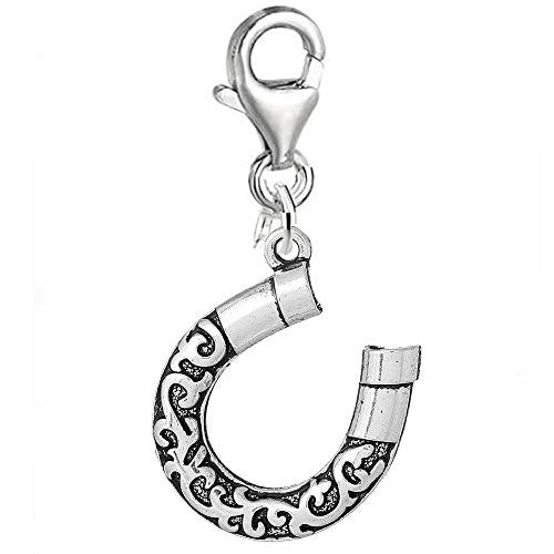Vine Pattern Horseshoe Clip On For Bracelet Charm Pendant for European Charm Jewelry w/ Lobster Clasp - Sexy Sparkles Fashion Jewelry