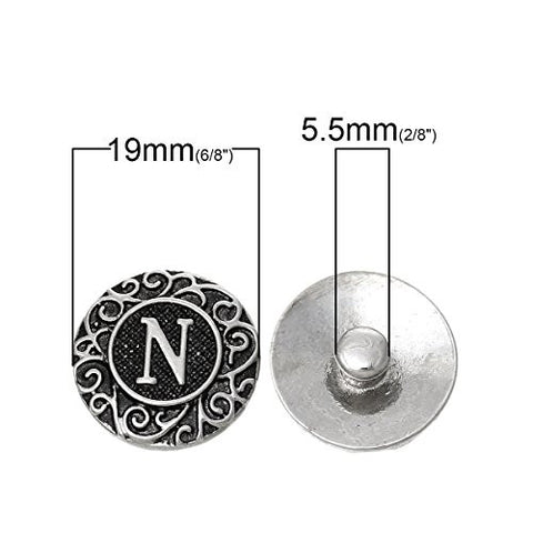 Alphabet Letter N Chunk Snap Button or Pendant Fits Snaps Chunk Bracelet - Sexy Sparkles Fashion Jewelry - 3