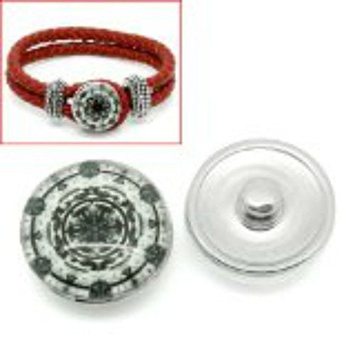 Snowflake Design Glass Chunk Charm Button Fits Chunk Bracelet 18mm for Noosa Style Bracelet - Sexy Sparkles Fashion Jewelry - 1