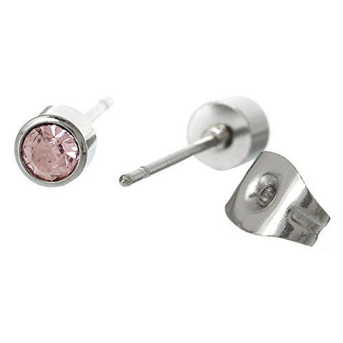 June Birthday Stainless Steel Post Stud Earrings with  Rhinestone - Sexy Sparkles Fashion Jewelry - 2