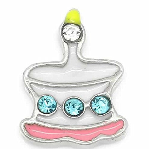 Birthday Cake Floating Charm For Glass Living Memory Lockets - Sexy Sparkles Fashion Jewelry - 1