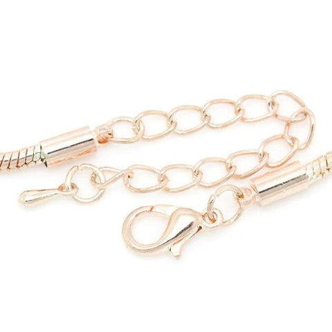 5.75 " with 2" Extension Rose Gold Tone Snake Chain Bracelet with Lobster Clasp - Sexy Sparkles Fashion Jewelry - 2