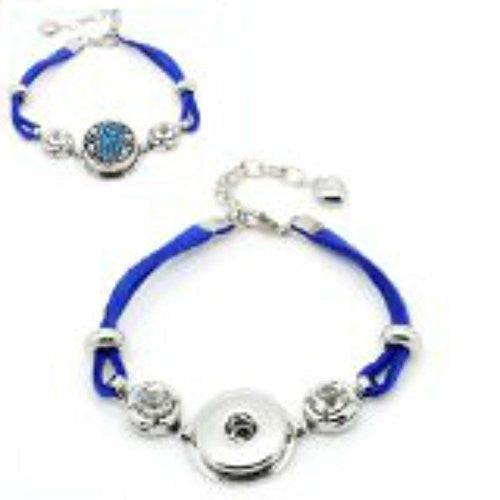 Blue Velvet Chunk Lobster Clasp Bracelet & Extender Chain Fits Snaps Chunk Button - Sexy Sparkles Fashion Jewelry - 1