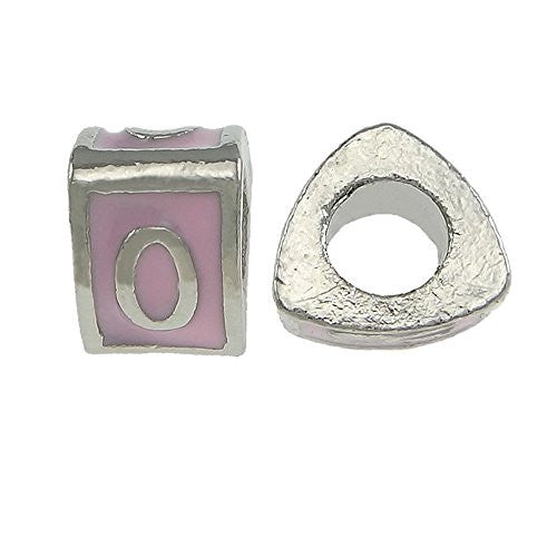 "O" Letter Triangle Charm Beads Pink  Spacer for Snake Chain Charm Bracelet