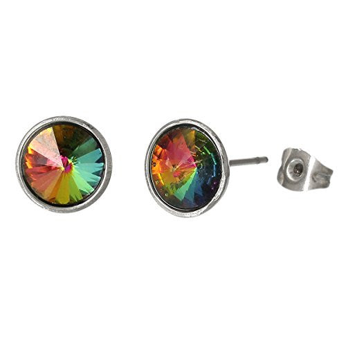 Multi  Stainless Steel Post Stud Earrings with  Rhinestone - Sexy Sparkles Fashion Jewelry - 1
