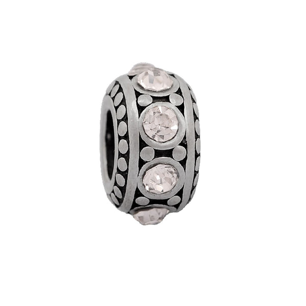 Sexy Sparkles Stainless Steel April Birthstone Spacer Round Charm Bead