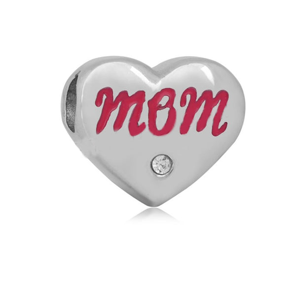 Sexy Sparkles Stainless Steel Mom European Charm Spacer Bead for Bracelets