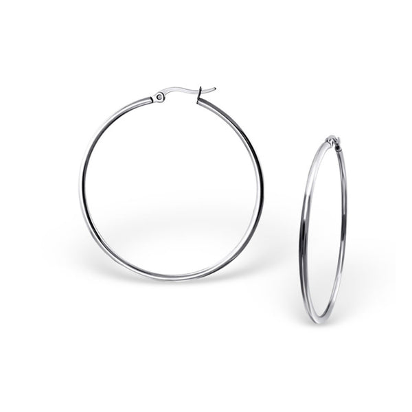 Sexy Sparkles High Polish Surgical Stainless Steel 40MM Hoop Earrings for Women Hypoallergenic