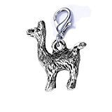 SEXY SPARKLES 3D Alpaca animal Clip on lobster clasp charm for link charm bracelets,necklaces or keychains
