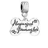 SEXY SPARKLES Pet Memorial Dog bone Charm inch  Always on my mind forever in my heart inch  European Spacer Dangling Compatible Charm