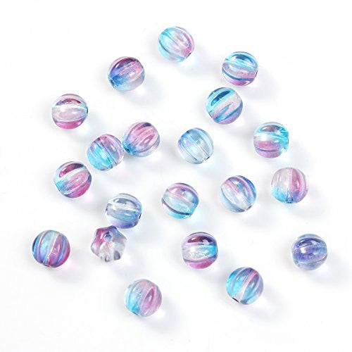 Sexy Sparkles Pack of 10 Lampwork Glass Czech Beads Pumpkin Transparent 6mm-8mm Size available (6mm Blue/Purple)