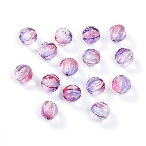 Sexy Sparkles Pack of 10 Lampwork Glass Czech Beads Pumpkin Transparent 6mm-8mm Size available (8mm Purple Pink)