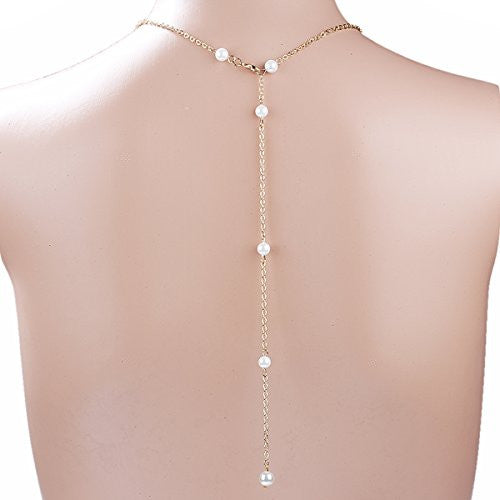 Sexy Sparkles Fashion Acrylic Pearls Sexy Back Wedding Necklace Body Chain Bikini Chain