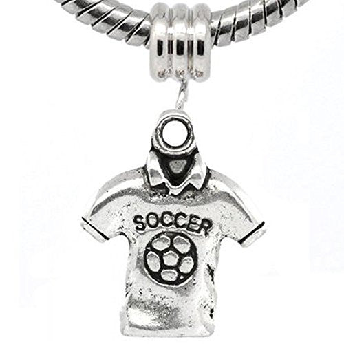 Soccer Polo Shirt European Bead Compatible for Most European Snake Chain Bracelet - Sexy Sparkles Fashion Jewelry - 1