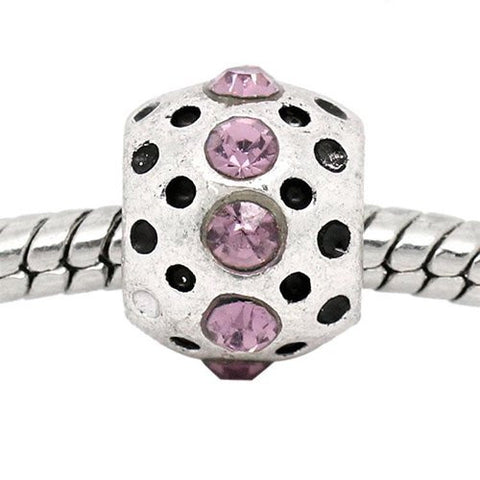 Mauve Rhinestone  Birthstone Charm European Bead Compatible for Most European Snake Chain Bracelets - Sexy Sparkles Fashion Jewelry - 4